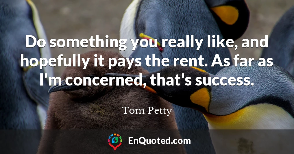 Do something you really like, and hopefully it pays the rent. As far as I'm concerned, that's success.