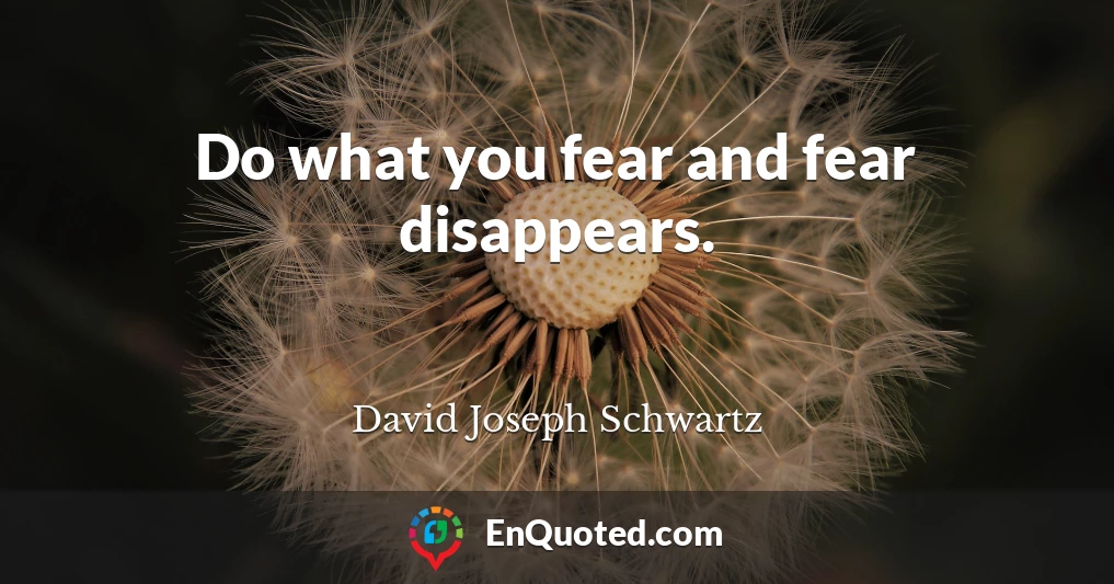 Do what you fear and fear disappears.