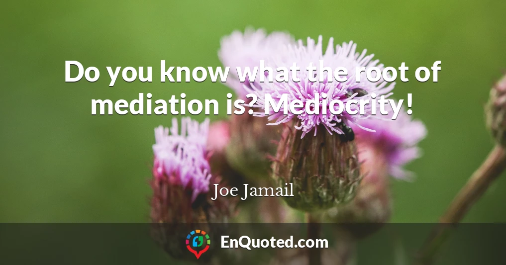 Do you know what the root of mediation is? Mediocrity!