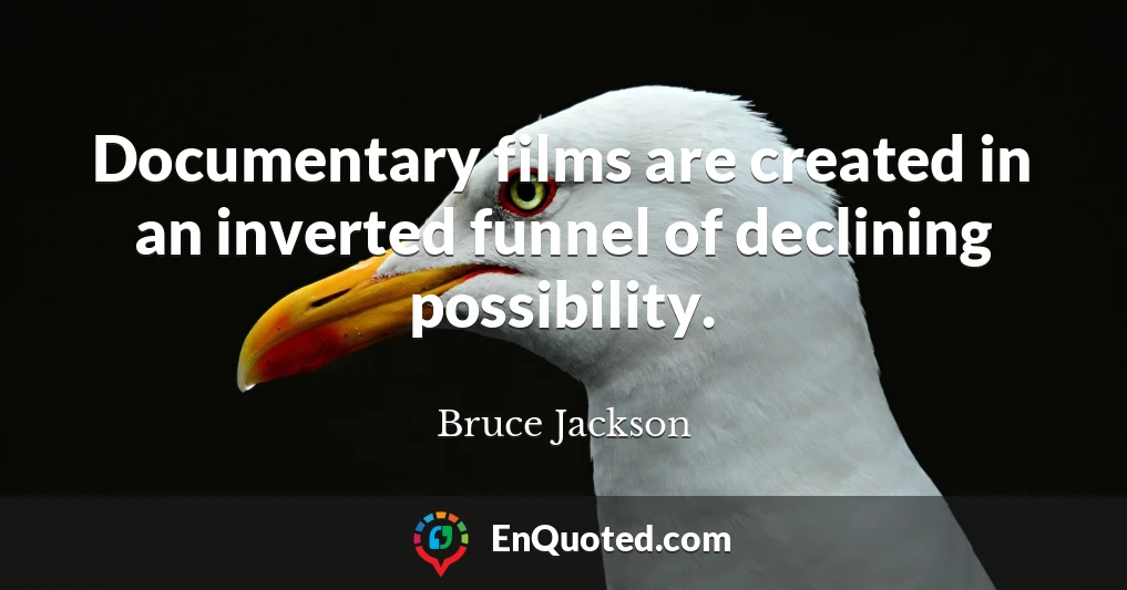Documentary films are created in an inverted funnel of declining possibility.