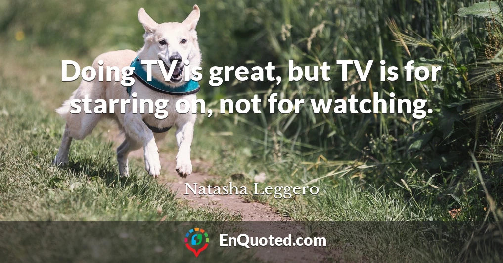 Doing TV is great, but TV is for starring on, not for watching.