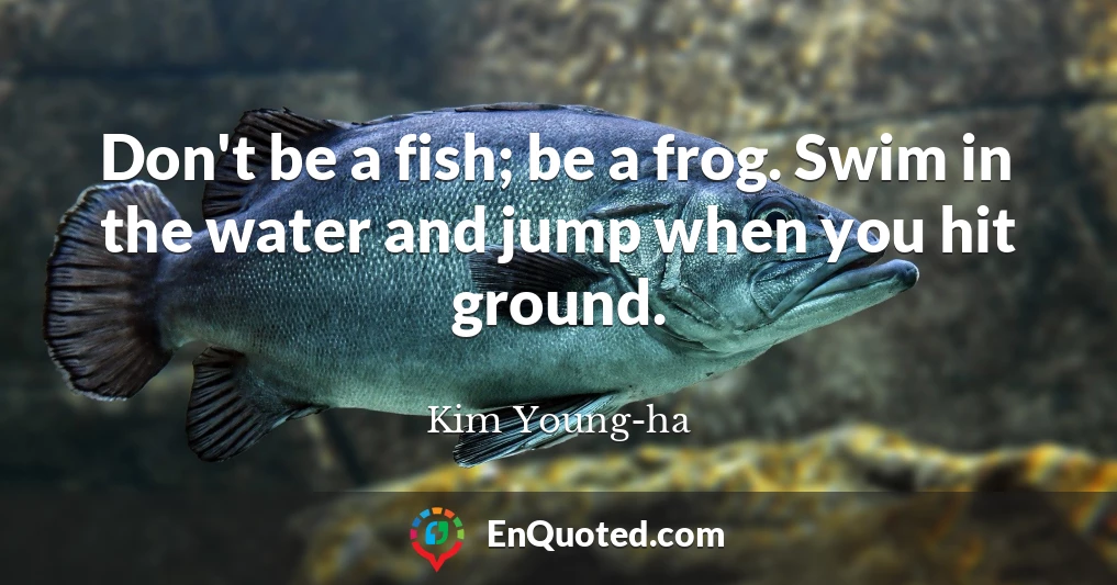 Don't be a fish; be a frog. Swim in the water and jump when you hit ground.