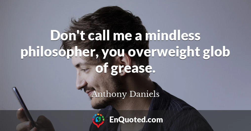 Don't call me a mindless philosopher, you overweight glob of grease.