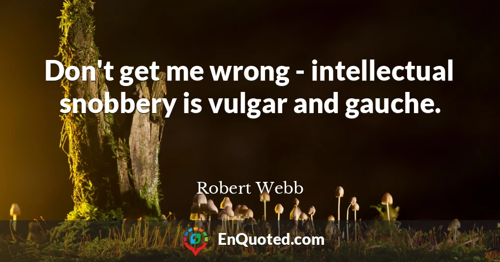 Don't get me wrong - intellectual snobbery is vulgar and gauche.