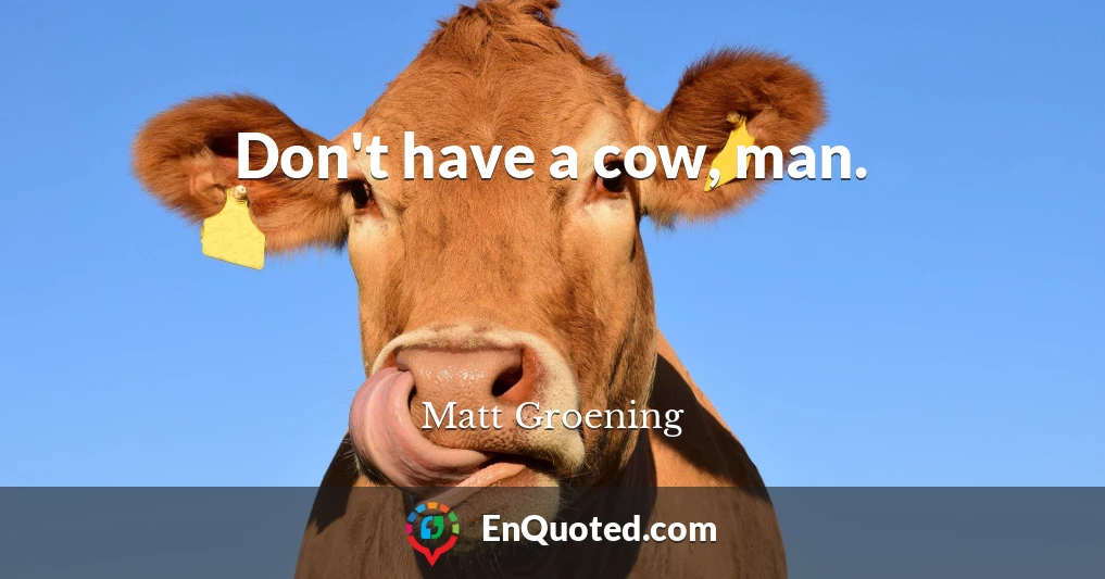 Don't have a cow, man.