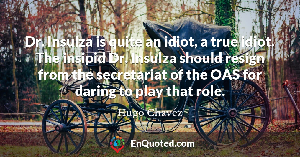 Dr. Insulza is quite an idiot, a true idiot. The insipid Dr. Insulza should resign from the secretariat of the OAS for daring to play that role.