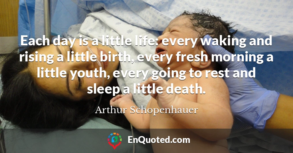 Each day is a little life: every waking and rising a little birth, every fresh morning a little youth, every going to rest and sleep a little death.