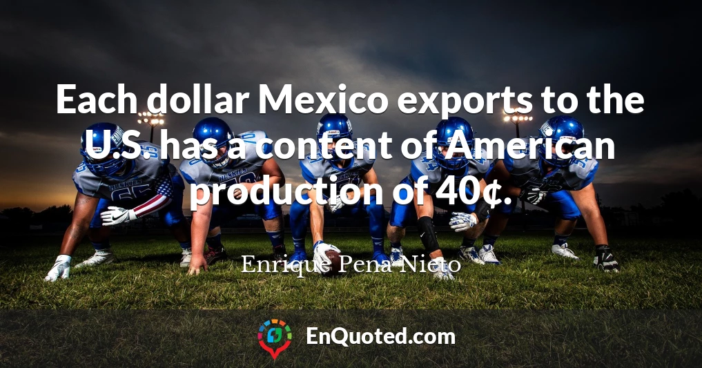 Each dollar Mexico exports to the U.S. has a content of American production of 40¢.