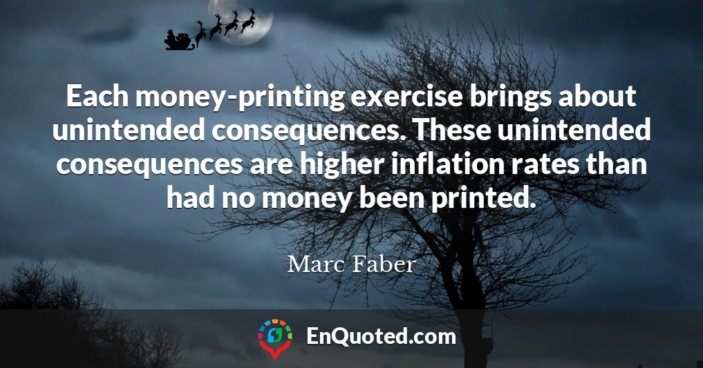 Each money-printing exercise brings about unintended consequences. These unintended consequences are higher inflation rates than had no money been printed.