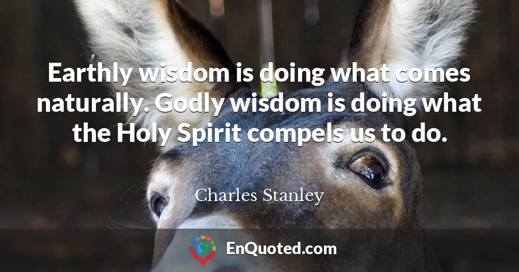 Earthly wisdom is doing what comes naturally. Godly wisdom is doing what the Holy Spirit compels us to do.