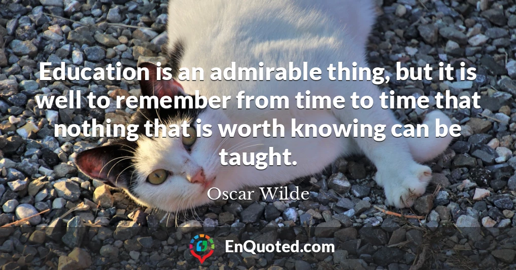 Education is an admirable thing, but it is well to remember from time to time that nothing that is worth knowing can be taught.