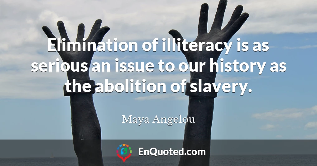 Elimination of illiteracy is as serious an issue to our history as the abolition of slavery.