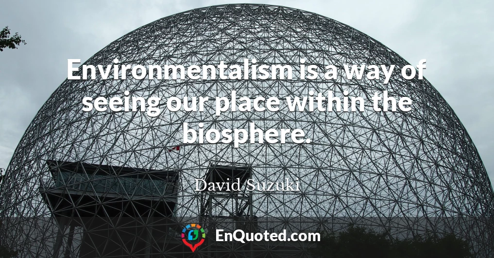 Environmentalism is a way of seeing our place within the biosphere.