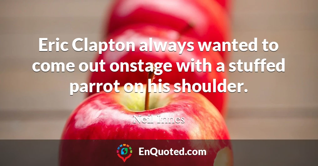 Eric Clapton always wanted to come out onstage with a stuffed parrot on his shoulder.