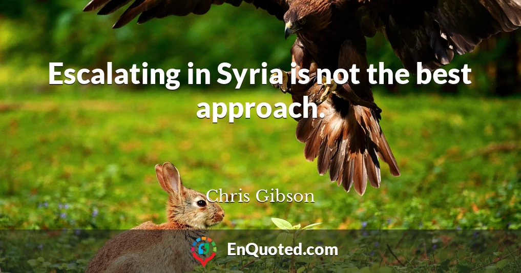 Escalating in Syria is not the best approach.
