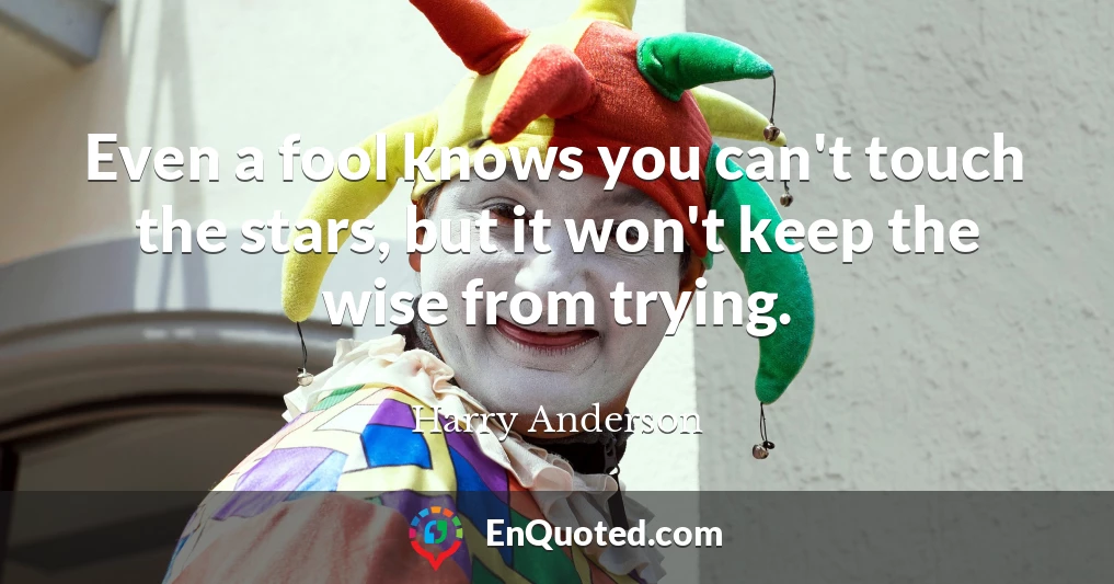 Even a fool knows you can't touch the stars, but it won't keep the wise from trying.