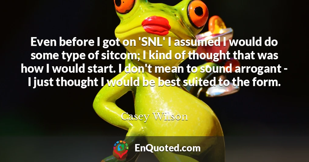 Even before I got on 'SNL' I assumed I would do some type of sitcom; I kind of thought that was how I would start. I don't mean to sound arrogant - I just thought I would be best suited to the form.