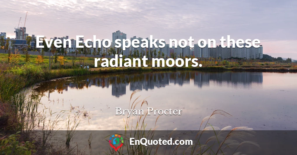 Even Echo speaks not on these radiant moors.