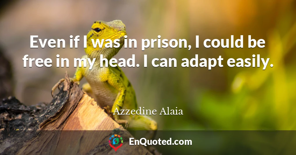 Even if I was in prison, I could be free in my head. I can adapt easily.
