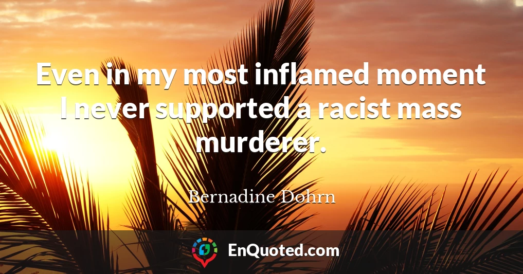 Even in my most inflamed moment I never supported a racist mass murderer.