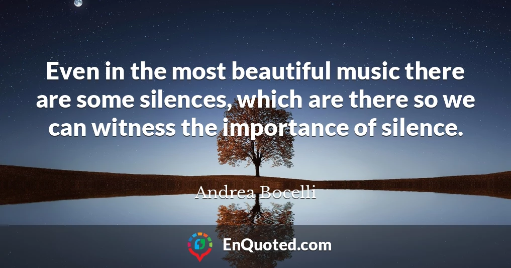 Even in the most beautiful music there are some silences, which are there so we can witness the importance of silence.