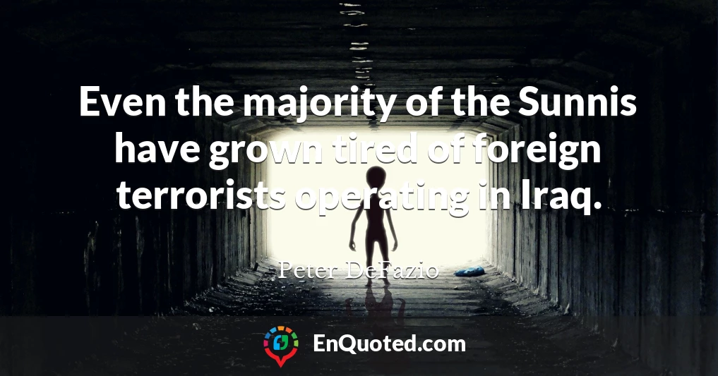Even the majority of the Sunnis have grown tired of foreign terrorists operating in Iraq.
