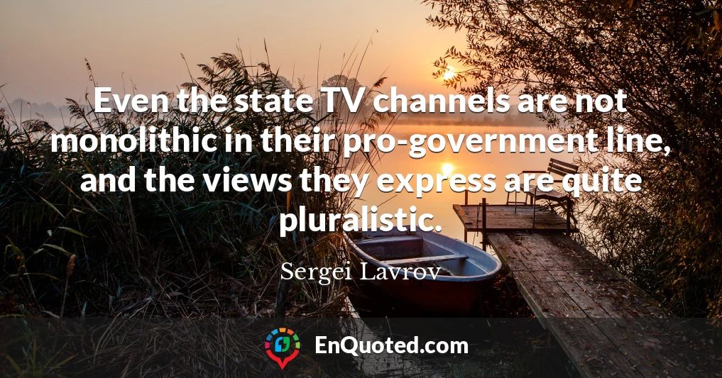 Even the state TV channels are not monolithic in their pro-government line, and the views they express are quite pluralistic.