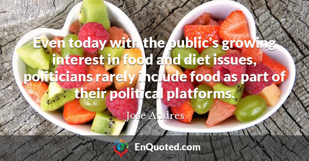 Even today with the public's growing interest in food and diet issues, politicians rarely include food as part of their political platforms.