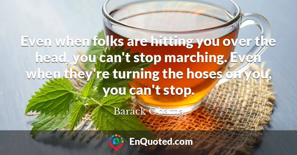 Even when folks are hitting you over the head, you can't stop marching. Even when they're turning the hoses on you, you can't stop.