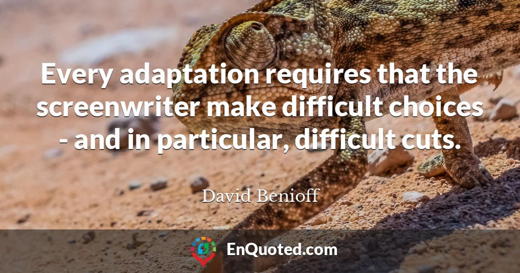 Every adaptation requires that the screenwriter make difficult choices - and in particular, difficult cuts.