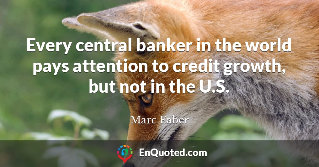 Every central banker in the world pays attention to credit growth, but not in the U.S.