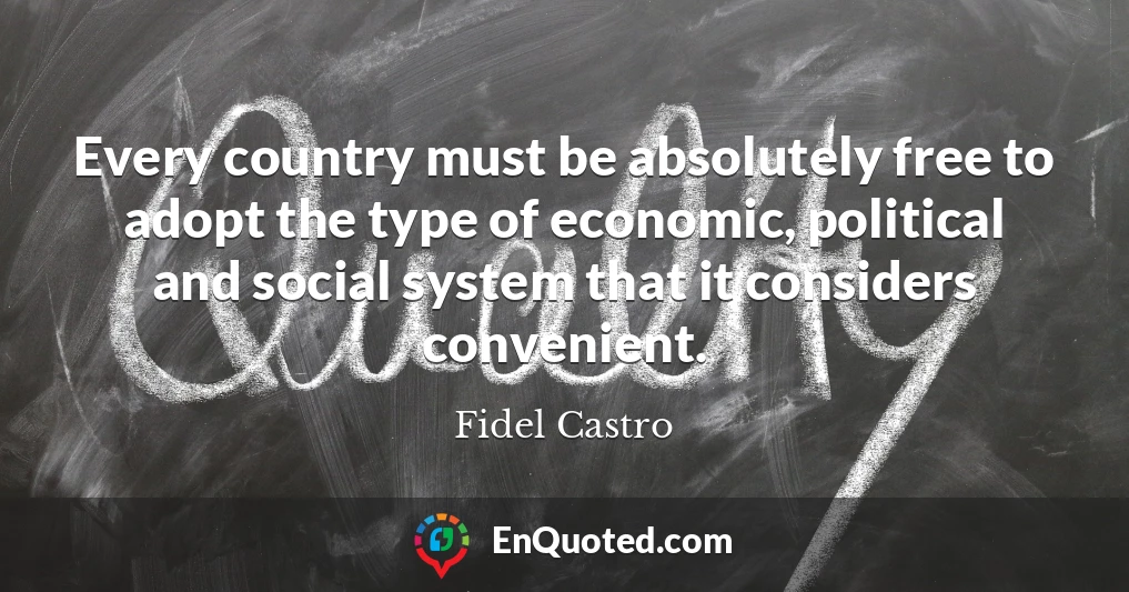 Every country must be absolutely free to adopt the type of economic, political and social system that it considers convenient.
