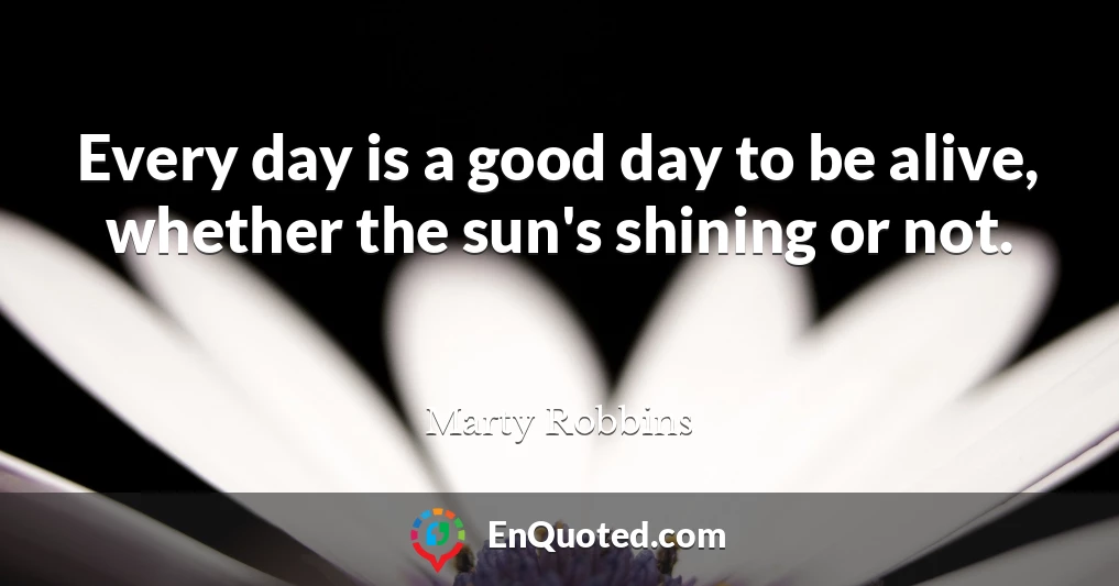 Every day is a good day to be alive, whether the sun's shining or not.