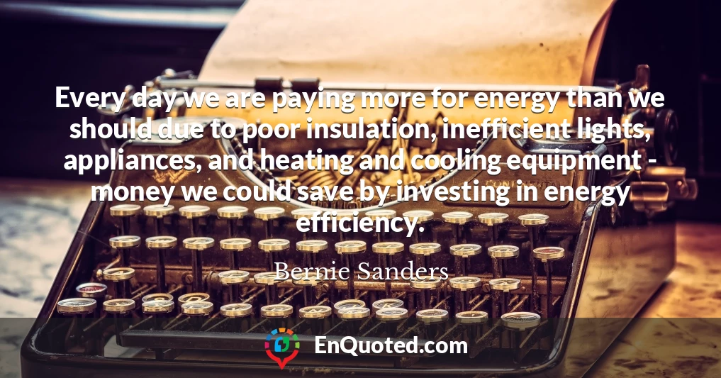 Every day we are paying more for energy than we should due to poor insulation, inefficient lights, appliances, and heating and cooling equipment - money we could save by investing in energy efficiency.