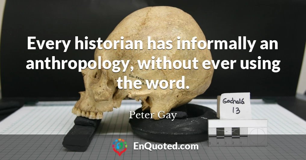 Every historian has informally an anthropology, without ever using the word.
