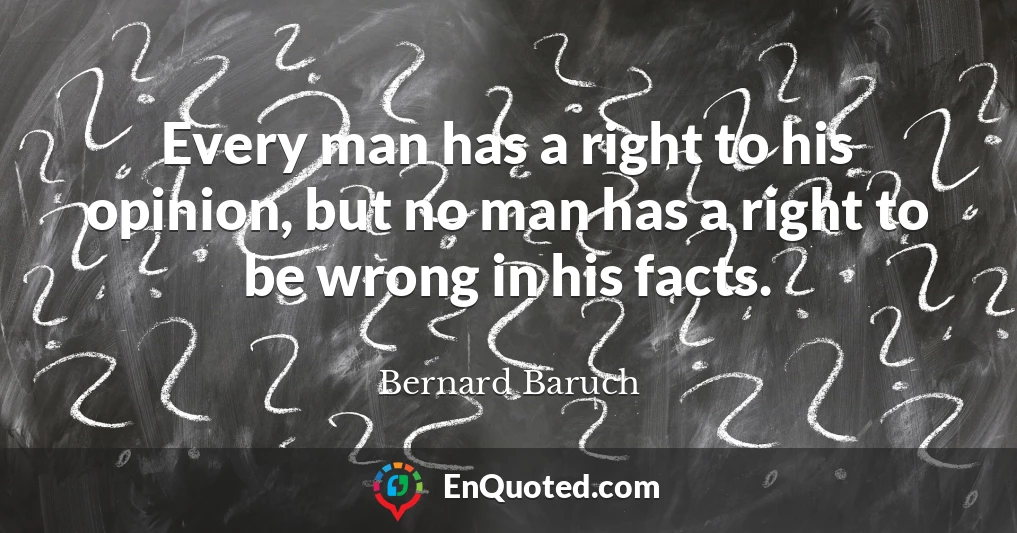 Every man has a right to his opinion, but no man has a right to be wrong in his facts.