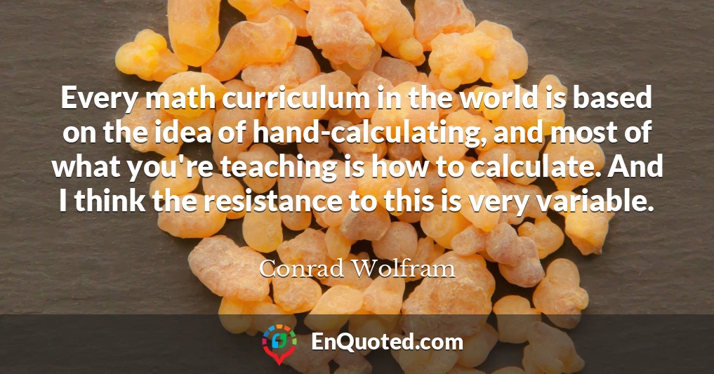 Every math curriculum in the world is based on the idea of hand-calculating, and most of what you're teaching is how to calculate. And I think the resistance to this is very variable.