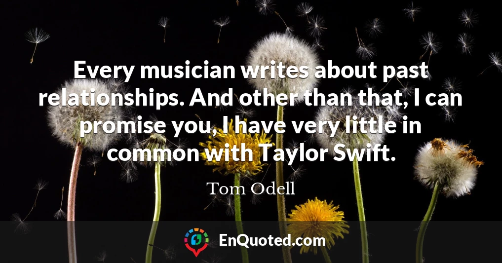 Every musician writes about past relationships. And other than that, I can promise you, I have very little in common with Taylor Swift.