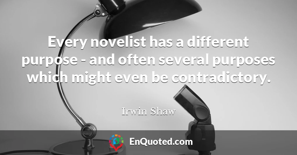 Every novelist has a different purpose - and often several purposes which might even be contradictory.