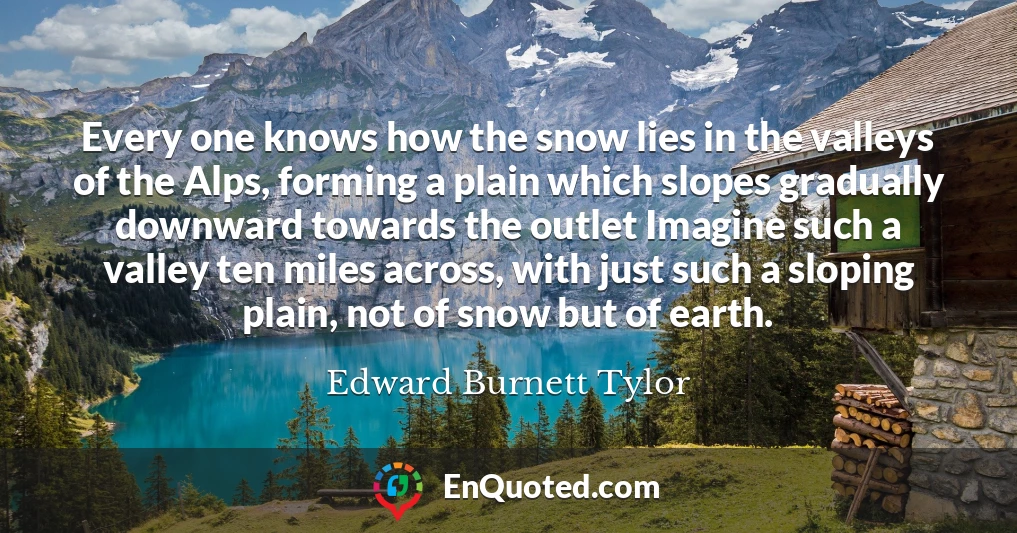 Every one knows how the snow lies in the valleys of the Alps, forming a plain which slopes gradually downward towards the outlet Imagine such a valley ten miles across, with just such a sloping plain, not of snow but of earth.