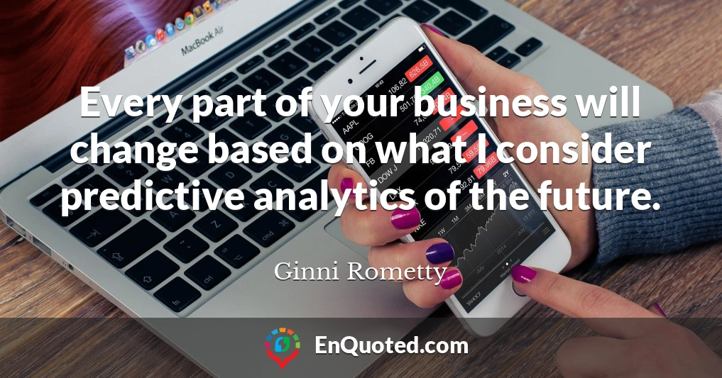 Every part of your business will change based on what I consider predictive analytics of the future.