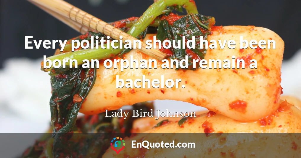 Every politician should have been born an orphan and remain a bachelor.