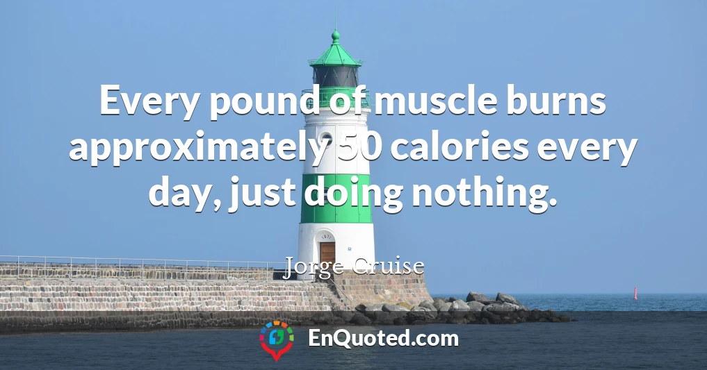 Every pound of muscle burns approximately 50 calories every day, just doing nothing.