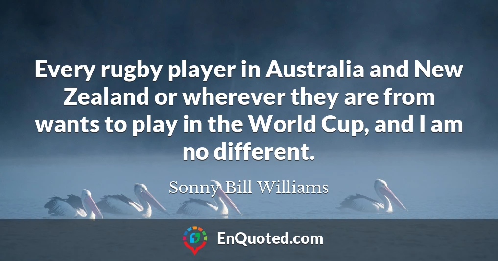 Every rugby player in Australia and New Zealand or wherever they are from wants to play in the World Cup, and I am no different.