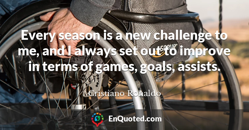 Every season is a new challenge to me, and I always set out to improve in terms of games, goals, assists.