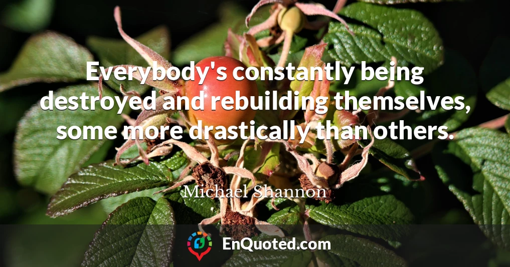 Everybody's constantly being destroyed and rebuilding themselves, some more drastically than others.