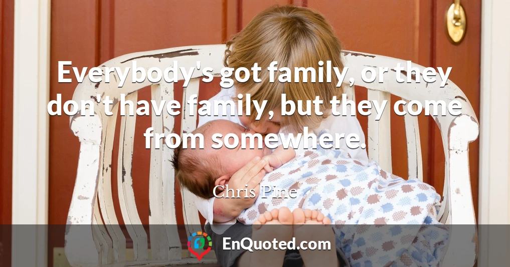 Everybody's got family, or they don't have family, but they come from somewhere.