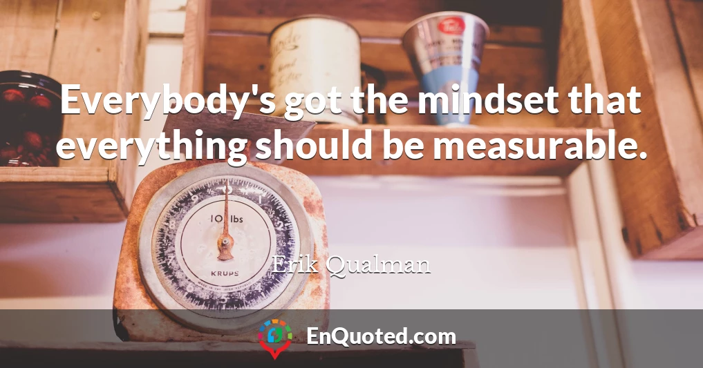 Everybody's got the mindset that everything should be measurable.