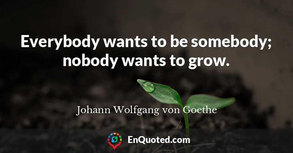 Everybody wants to be somebody; nobody wants to grow.