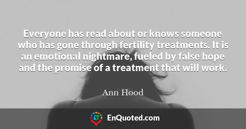 Everyone has read about or knows someone who has gone through fertility treatments. It is an emotional nightmare, fueled by false hope and the promise of a treatment that will work.